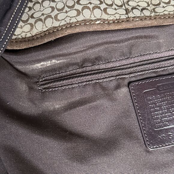 Coach Signature Hobo Bag Brown Canvas Suede 2158 Shoulder Purse Tassel Vintage - Picture 8 of 13